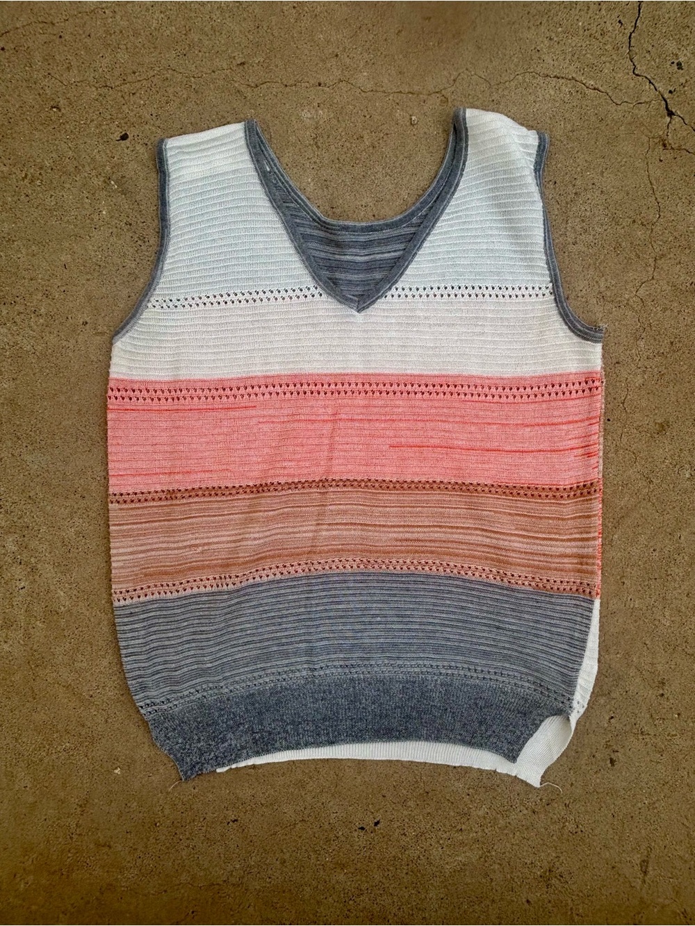 Great Fall Layer Striped Knit Cotton Blend Sleeveless Sweater Vest XXL